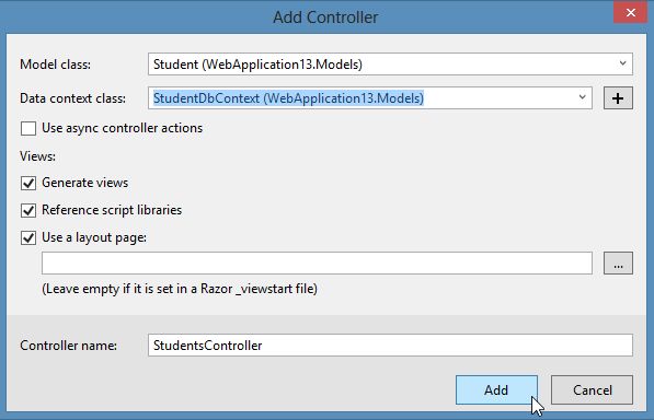 Adding Controller in MVC